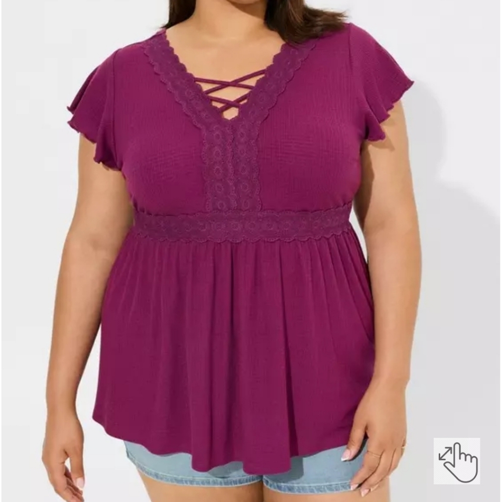 Torrid Top Babydoll V Neck Top Size 2X